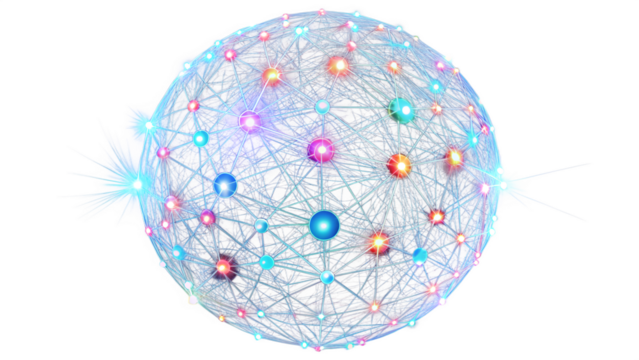 Global network connection isolated on transparent background, symbolizing communication and data exchange