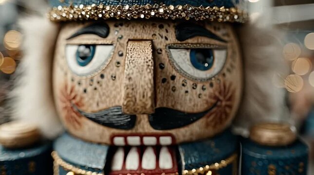 The Christmas Nutcracker on the background of the Christmas atmosphere.