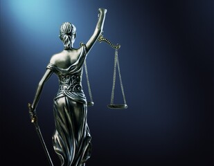 Lady Justice bronze statue in law concept