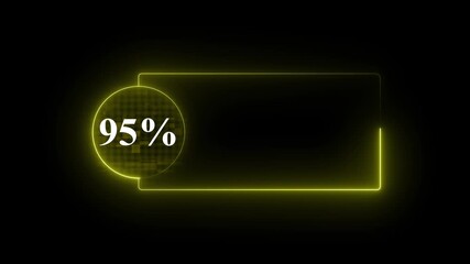 abstract 95 percent animation on black background on rectangle icon.