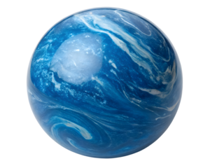 Swirling blue orb resembling a planet with cloud-like patterns against a transparent background