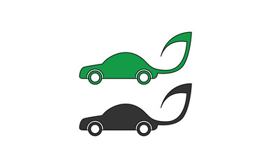 Green car logo concept. Electric vehicles  sustainability eco transportation