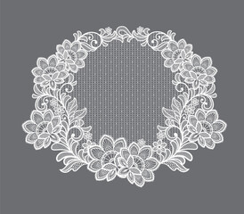 lace flowers decoration element. lace vector floral frame