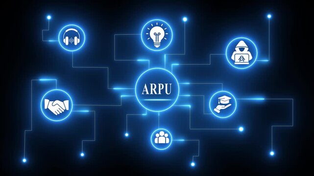 ARPU Average Revenue Per User Business Concept Network Diagram with Icons ARPU