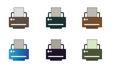 Office Printer Icon Set – Printing, Copying, and Technology Devices