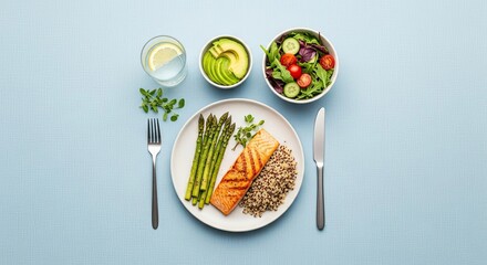 Healthy Grilled Salmon and Quinoa with Asparagus and Salad