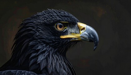 Stunning side profile of a majestic black eagle head.