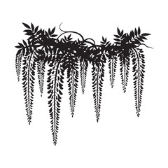 Vector art of black silhouette of wisteria flowers silhouette art design