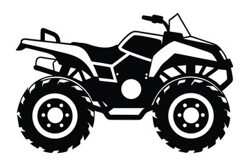 Black and White Illustration of an AllTerrain Vehicle (ATV) with Large Wheels