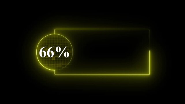 abstract 66 percent animation on black background on rectangle icon.