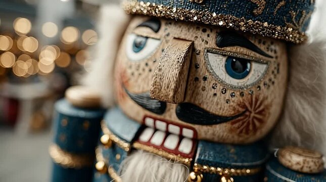 The Christmas Nutcracker on the background of the Christmas atmosphere.