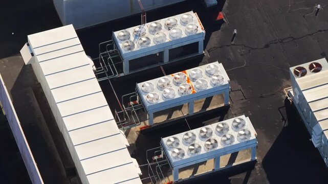 HVAC Fans on a rooftop in 4K