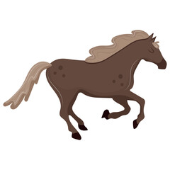 cartoon brown horse in the moment of galloping, which is a symbol of the Chinese New Year 2026, for New Year designs, stickers or social media