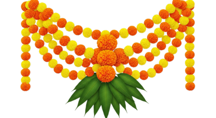 Marigold toran. Marigold. isolated on a white Background
