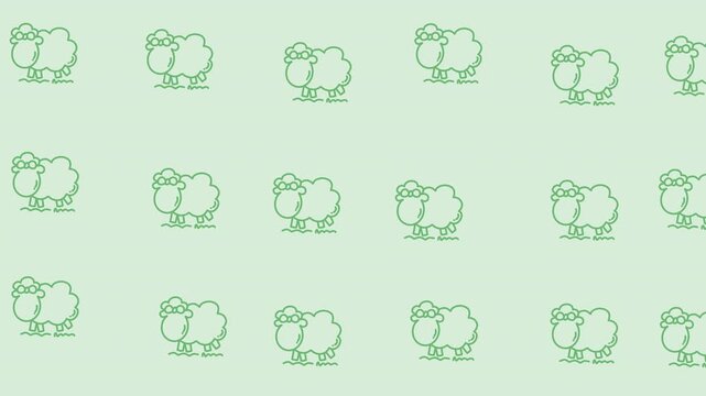 Looping pattern animal sheep on green background, perfect for background designs, textiles, stationary, and digital wallpapers with an animal theme