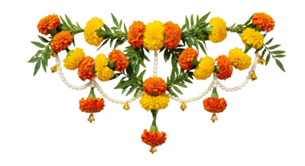 Marigold toran. Marigold. isolated on a white Background
