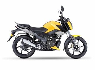 Yellow indian bike isolated on white background