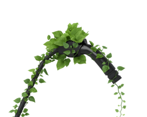 A charging connector is draped in vines symbolizing eco-friendly technology initiatives