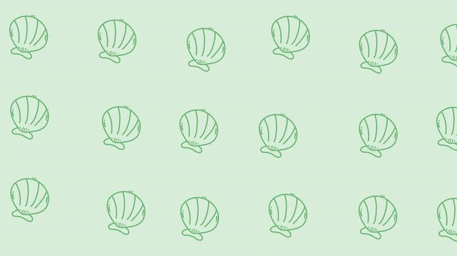 Looping pattern animal shell on green background, perfect for background designs, textiles, stationary, and digital wallpapers with an animal theme