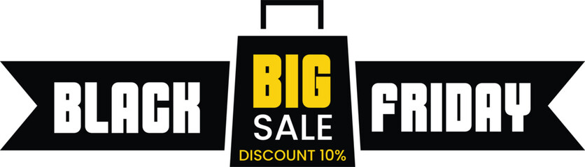 Black friday big sale discount 10 off isolated on white background