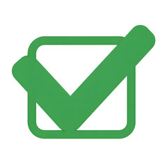 Green checkmark in box isolated on transparent background
