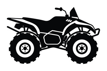 Silhouette of Black ATV Quad Bike with Knobby Tires and Handlebars Vector Image