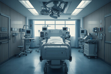 Advanced Medical Equipment and Patient Bed in a Modern Hospital Room Setting