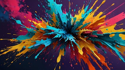 Vibrant abstract explosion of colorful paint splatters