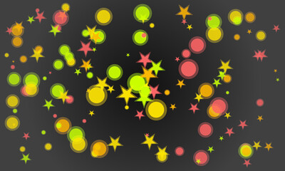 Abstract background with colorful circles stars and bokeh effects design