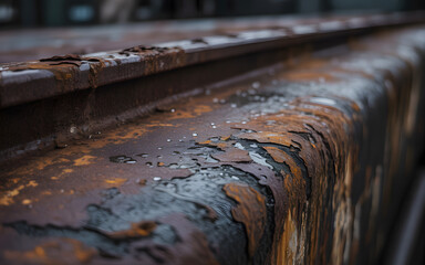 Old, abstract brown rust texture on a close-up metal pipe