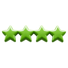 Four Green Star Rating isolated on transparent background