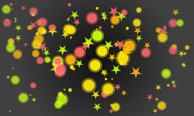 Abstract colorful background with glowing circles and stars celebration design