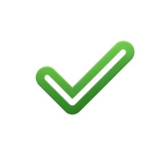 Green check mark icon isolated on transparent background