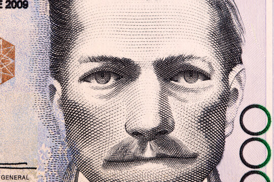 Julio Garavito Armero a closeup portrait from Colombian money