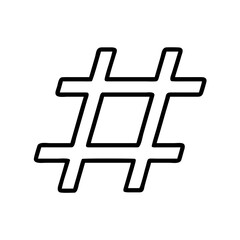 Fototapeta premium Bold black outline of a classic hashtag symbol, representing digital communication, social media trends, and online content organization