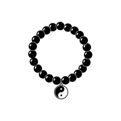 Obraz premium Beaded Bracelet with Charm Jewelry Accessory Minimal Silhouette Vector Illustration