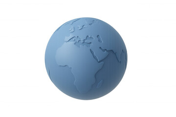 Fototapeta premium Blue 3d earth globe showing europe and africa, global communication and travel concept, transparent background
