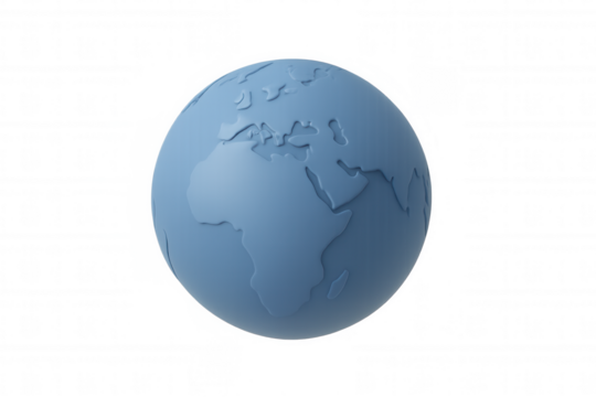 Blue 3d earth globe showing europe and africa, global communication and travel concept, transparent background - Powered by Adobe