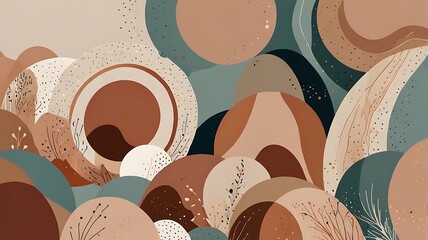 Abstract organic shapes and textures in earth tones