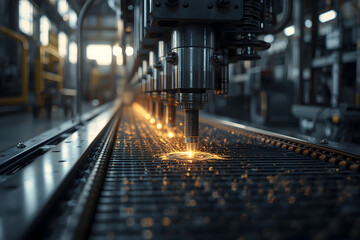Automated laser cutting machine in industrial production line with precise cutting performance