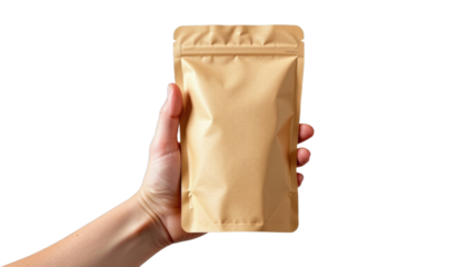 Hand Holding Blank Package Product Photography Studio Setting Minimalist Design Close-up View Branding Concept