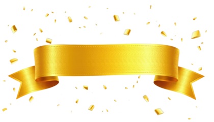 Celebratory Golden Ribbon Display Festive Atmosphere High-Quality Image Bright and Shiny Environment Eye-Level View