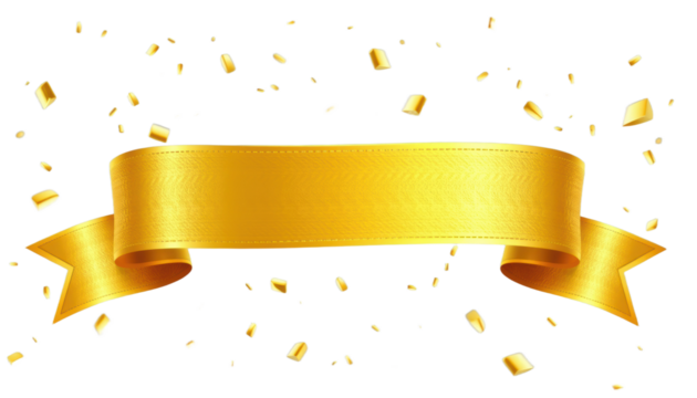 Celebratory Golden Ribbon Display Festive Atmosphere High-Quality Image Bright and Shiny Environment Eye-Level View