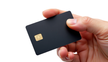 Hand Holding a Black Card in a Bright Environment Business Concept Close-Up View Modern Lifestyle