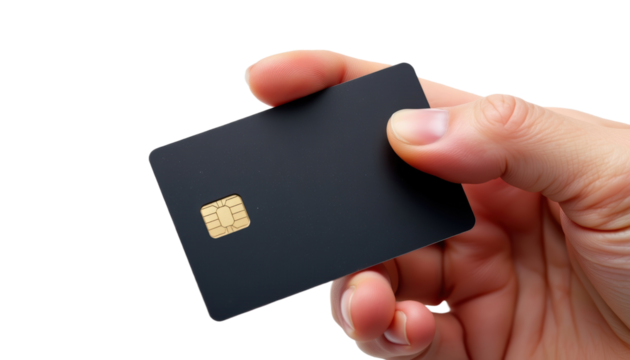 Hand Holding a Black Card in a Bright Environment Business Concept Close-Up View Modern Lifestyle