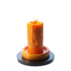 3d candle with dripping wax isolated on transparent background