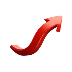 Red upward arrow 3d rendered isolated on transparent background