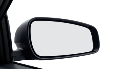 Car Side View Reflection Urban Environment Photography Clear Background Engaging Perspective Modern Design