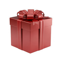 Red gift box with ribbon isolated on transparent background