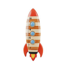Wooden rocket height chart with cloud isolated on transparent background